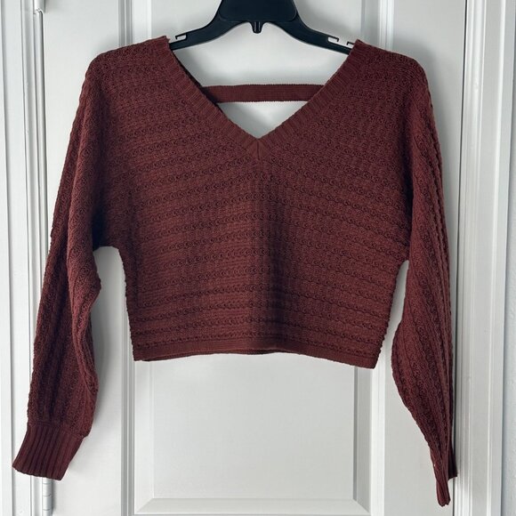 Pink Rose Sweaters - Pink Rose Womens V-Neck Textured Knit Sweater Small 100% Acrylic Made In Banglad